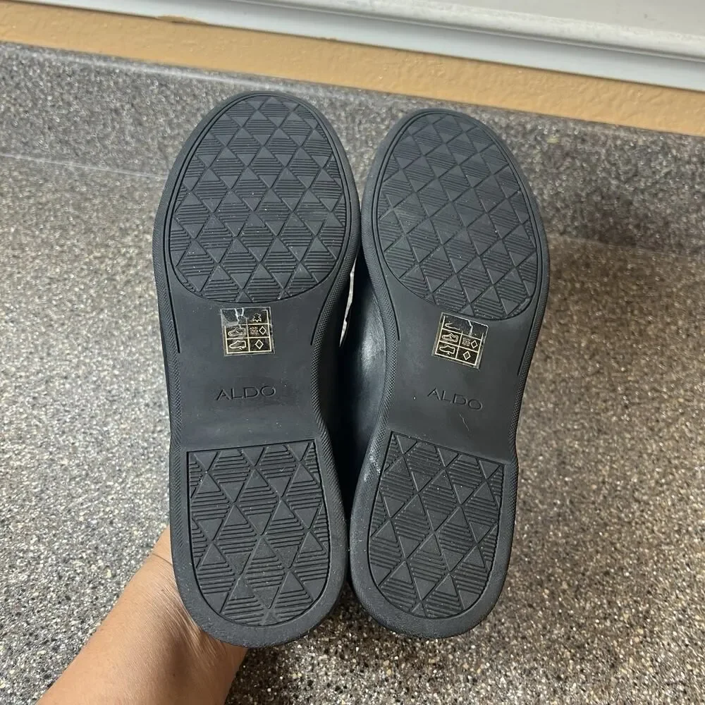 Aldo Pillow Walk Comfort Casual Shoes Black Leather Womens Size 10 Slip On Flats